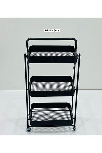 TrentonGCC Three-Tier Rolling Mesh Storage Cart