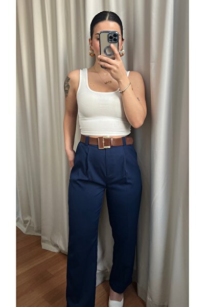 Butik LACİVERT KEMERLİ HAVUÇ PANTOLON