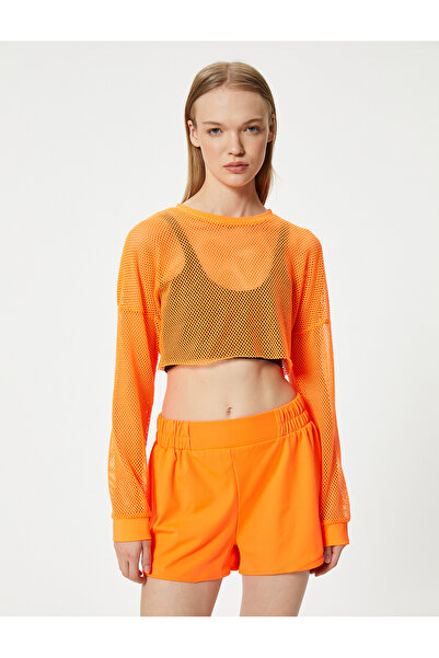 Koton Μακρυμάνικο Αθλητικό T-Shirt Crop - Oversize, Crew Neck