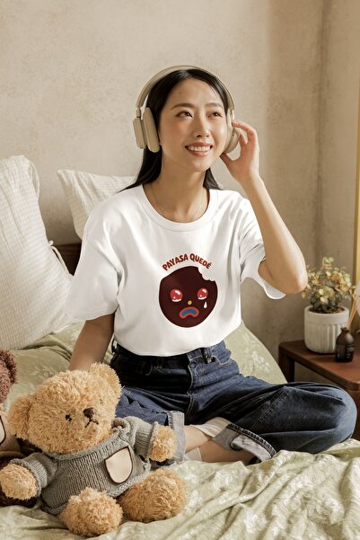 Butik تي شيرت نسائي/رجالي 100% قطن مطبوع عليه كوكيز برقبة دائرية وأكمام قصيرة