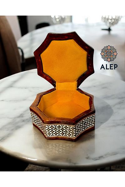 ALEP Mother of Pearl Inlaid Octagonal Rosary/Jewelry/Decorative Box Luxury (Handmade)