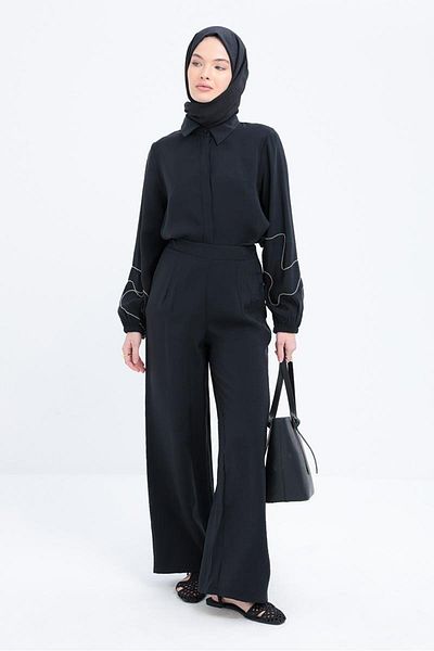 ALLDAY Modal Wide Leg Trousers with Side Zipper S77123A0