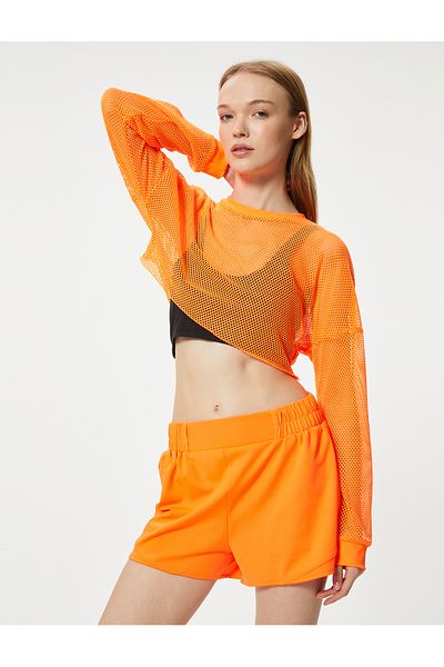 Koton Tricou crop sport cu mânecă lungă - oversize, cu gât crew