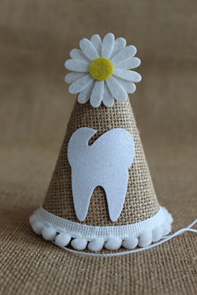 asöy Teeth Out Pălărie din țesătură de iută Pălărie și sac de ziua de naștere