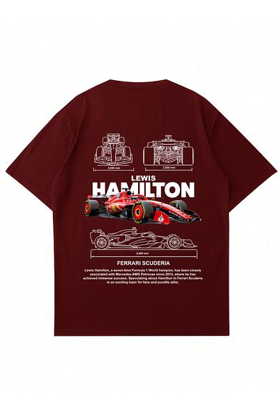 Mad&Calf Μπλουζάκι Unisex Lewis Hamilton με στάμπα με λαιμόκοψη