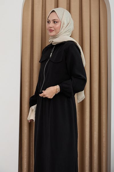 InStyle Zippered Black Dress with Jacket