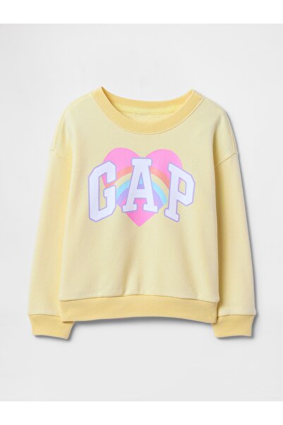 GAP Kız Bebek Sarı Havlu Kumaş Grafikli Sweatshirt