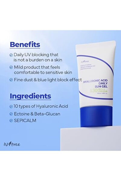 Isntree ISNTREE Hyaluronic Acid Daily Sun Gel 50ml, 1.69 fl oz | SPF 30