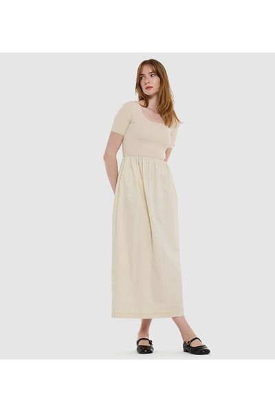 BCBG KNIT POPLIN MAXI DRESS