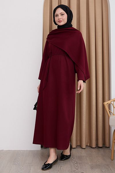 InStyle Rochie modal burgundy cu detaliu șal