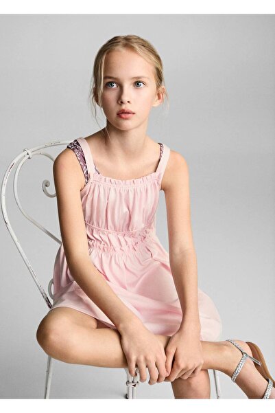 MANGO Kids Büzgülü Askılı Elbise