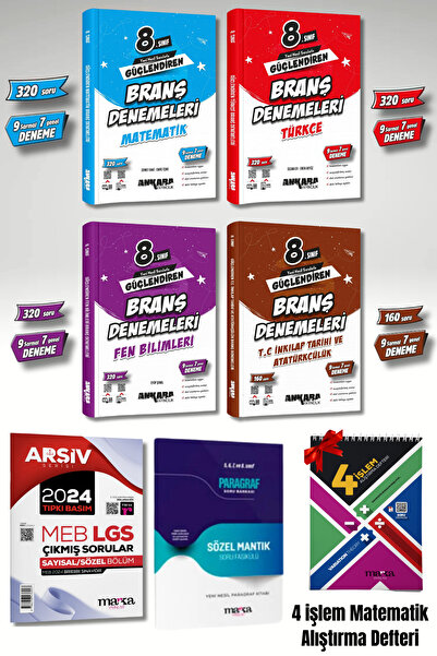 Ankara Yayıncılık 8. Sınıf Matematik Türkçe Fen Sosyal Bilimler Branş Denemel...