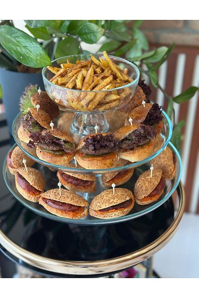 HERITAGE Pedestal Clear Glass 3 Tier Service Presentation Plate with Bowl in the Center One Piece