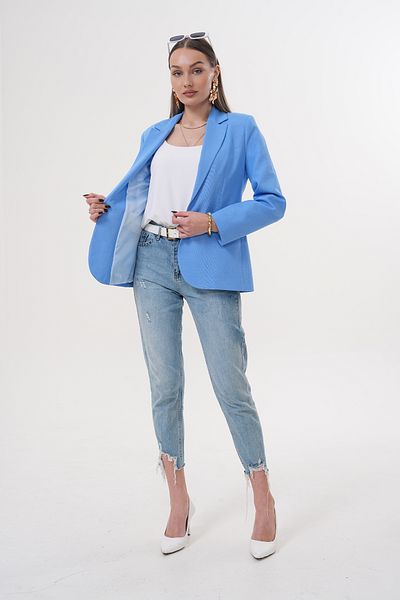 nisya Women's Linen Mix Blue Blazer Jacket