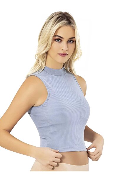 Tezzgelsin Жіночий 6-панельний кроп-топ з рибальським коміром, підкладкою та вставками з рибанки