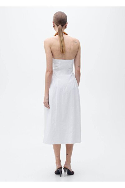 MANGO Woman Halter yaka pamuklu midi elbise