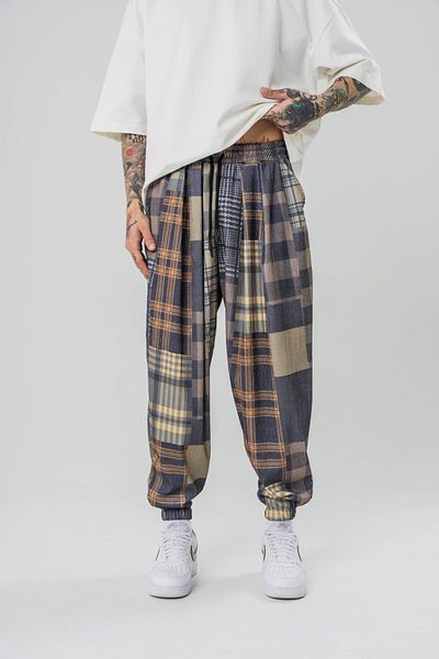 go gang own Pantaloni largi plisați cu talie și picioare elastice