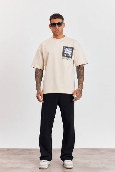 İLKCET MODA Ανδρικό μπλουζάκι με στάμπα Oversize
