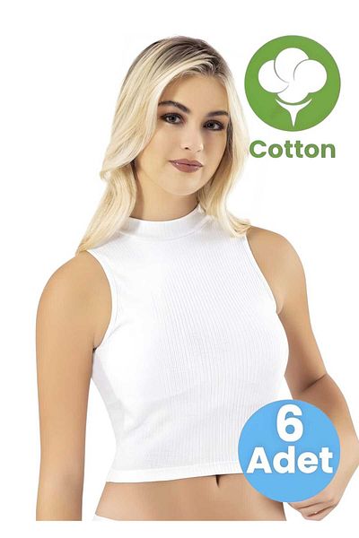 Tezzgelsin Γυναικείο 6'lı ζιβάγκο με ριμπ μαξιλαράκι Crop Bustier Half Tank Top