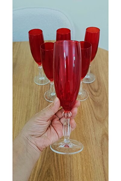 Elta Collection Paşabahçe Kırmızı Meşrubat Kadehi Kahve Yanı 6lı Su Bardağı