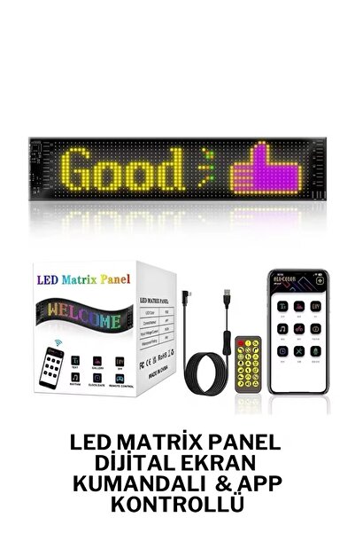 Matrix Led Matrix Panel Cama Yapışan Telefon Kontrollü Led Ekran Panel 16x96 - 192MM-898MM