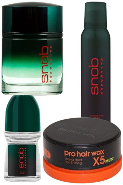Snob Erkek Afterdark Parfüm 100ml + Deodorant 150 ml + Roll-on 50ml + Morfose-Wax