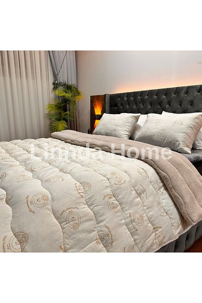 Linnda Home Double Personality Wool Filled Double Sided Welsoft Quilt 2 Pcs Quilted Bead Wool Pillow