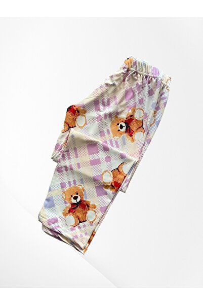 Pijamakids Girl's Milaklı Pajamas Beige-Purple Patterned Holiday-Buttoned Set