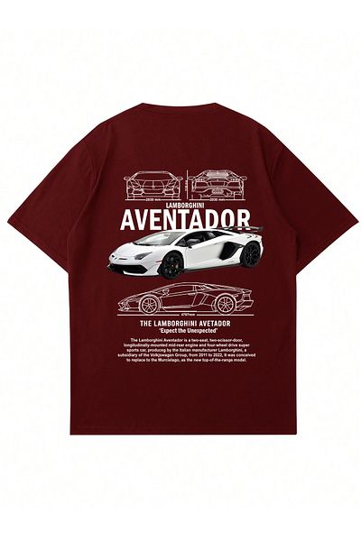 Mad&Calf Μπλουζάκι Unisex Lamborghini Aventador με στάμπα με λαιμόκοψη