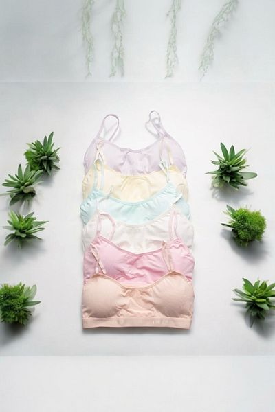Stars Underwear Момичешки бюстие с подплънки и въжени презрамки, памучен сутиен за тренировки, 6 части