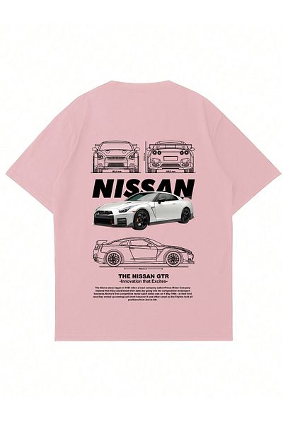 Mad&Calf Μπλουζάκι Unisex Nissan Gtr με στάμπα με λαιμόκοψη