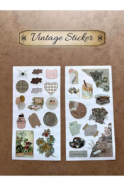 hdsticker 27Pcs Vintage Sticker Labels Set - Planner, Agenda, Bullet Journal and Laptop Stickers