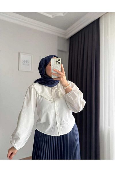 MODA VEDAT Cămașă de damă cu guler pentru bebeluși cu perle