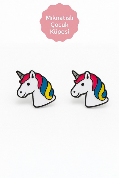 MakeWell Mıknatıslı Panda Kiraz Fiyonk Uğur Böceği Unicorn Tasarımlı Mıknatıslı Çocuk Küpeleri