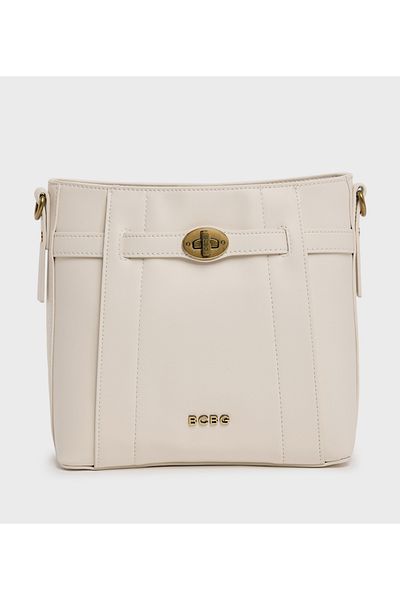 BCBG Off White Logo Detail Shoulder Bag