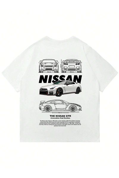 Mad&Calf Μπλουζάκι Unisex Nissan Gtr με στάμπα με λαιμόκοψη