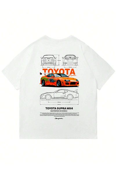 Mad&Calf Μπλουζάκι Unisex Toyota Supra με στάμπα με λαιμόκοψη