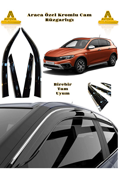 Autovia Fiat Egea Cross Kromlu Cam Rüzgarlığı 4lü