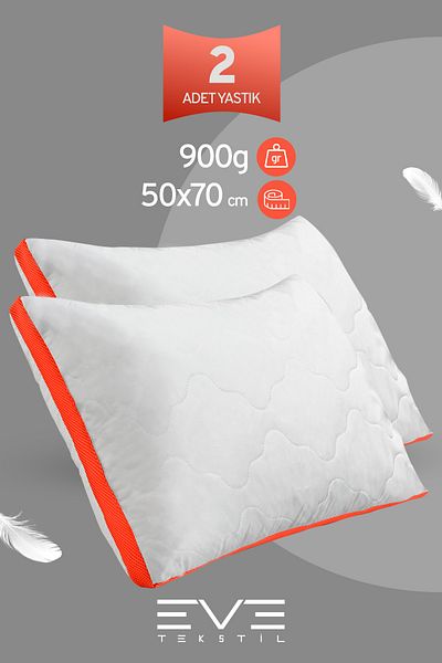 Eve Tekstil Orange Series 2 Piese Perna Klimax - Nano Fibra de Silicon Antialergic cu Fermoar 50x70cm