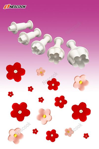 nescook 5 Pieces Leaf Flower Press / Cookie / Candy Dough Mold
