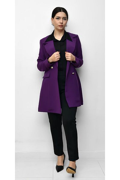 Şeker Portakalım سترة Selinada Fashion 409 أرجوانية غير مبطنة