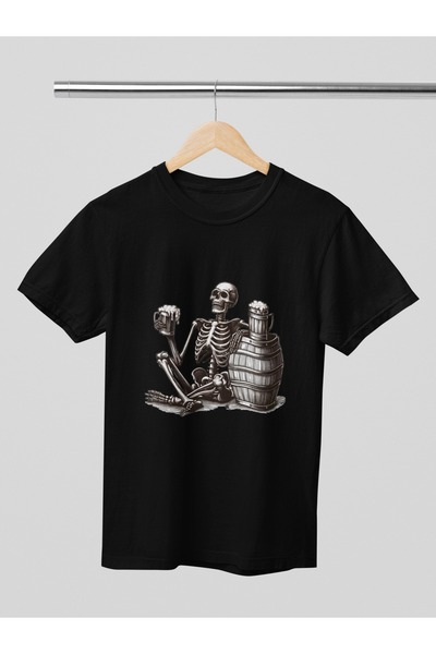 Butik TRIOCĂ CU MÂINĂ SCURTĂ CU GÂRĂ ROTUNDĂ, IMPRIMATĂ CU SKELETON, PENTRU F...