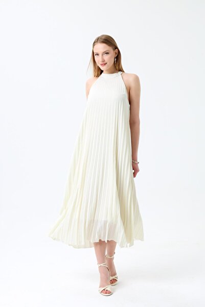 Dilek Aydın Atelier Maksi Uzun Boy Pileli Şifon Elbise