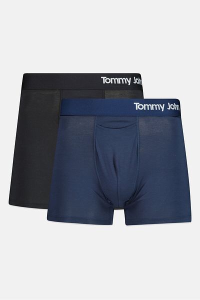 Tommy John Men 2 Pieces 4 inseam Brand Logo Boxer Briefs, Multicolor