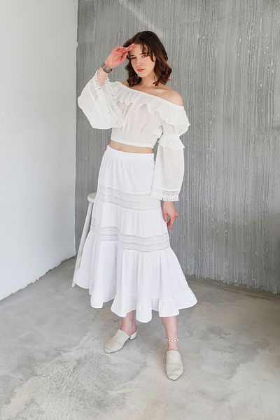 Fulla Moda Fusta cu dantela cu talie elastica