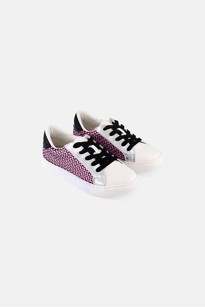 Steve Madden Kids Girl Jrowdy Lace Up Shoes, White Combo
