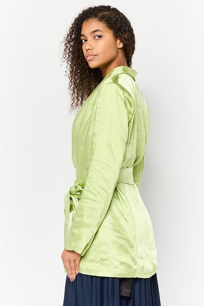 Miss Selfridge Women Regular Fit Plain Belted Casual Blazer, Apple Green