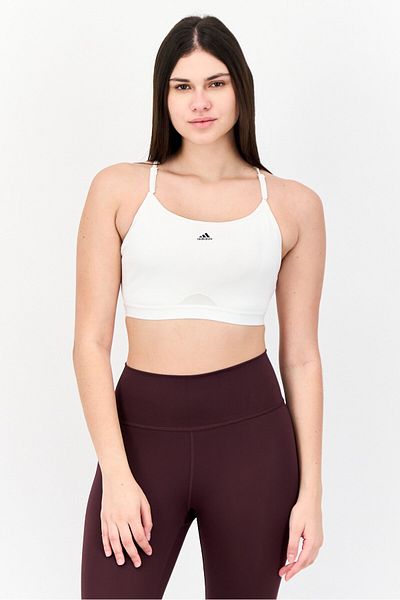 adidas Women Branded Logo Padded Sports Bra, White