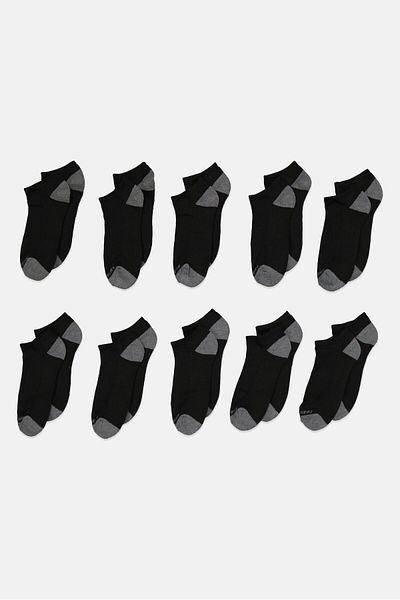 SKECHERS Men 10 Pair Knitted Crew Socks, Black