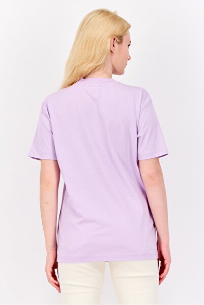 Esprit Women Crew Neck Short Sleeve Brand Logo T-Shirt, Lilac